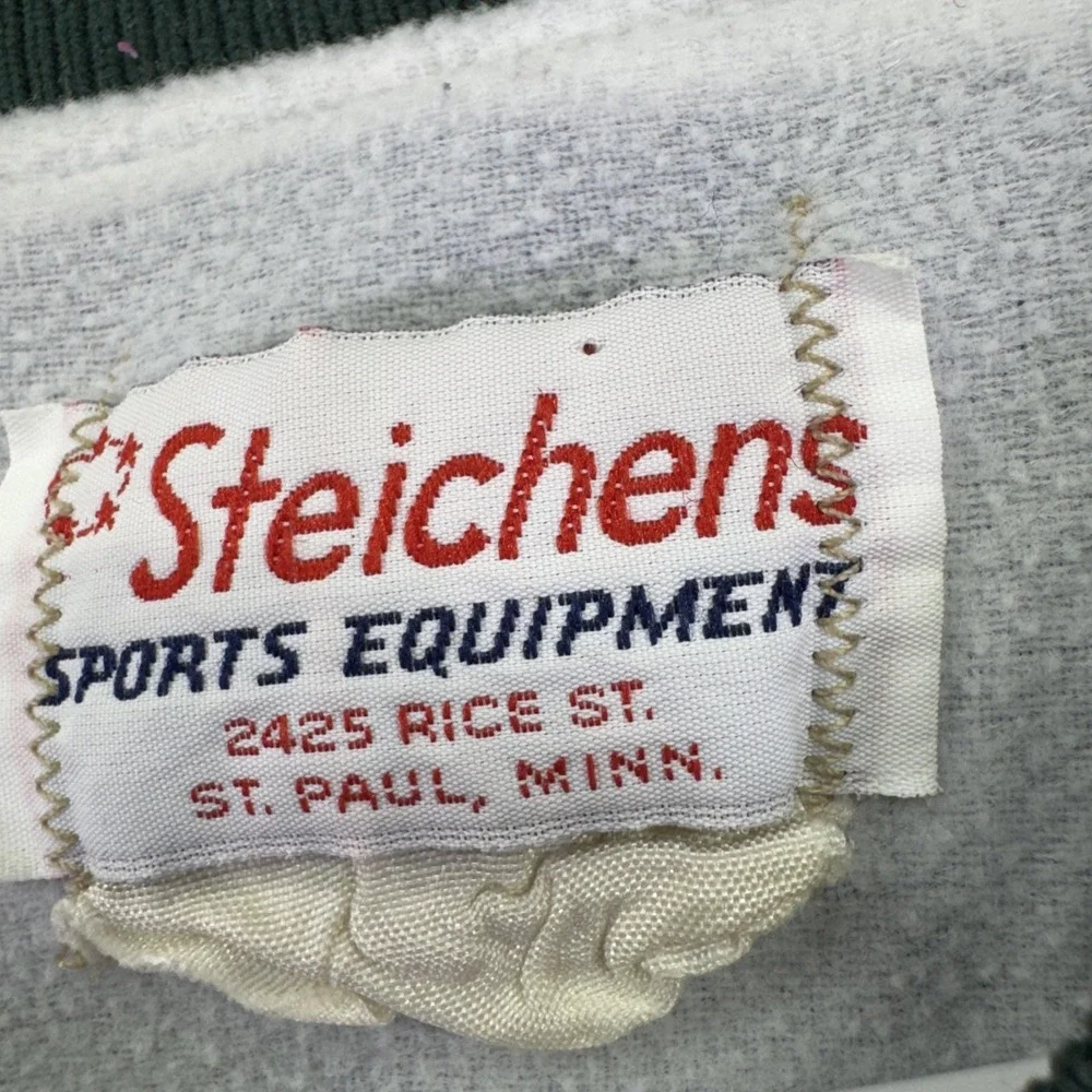 Vintage Steichens Jacket Mens M Green V Neck East Twins Baseball Windbreaker